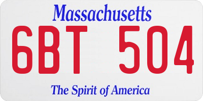 MA license plate 6BT504