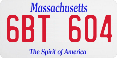 MA license plate 6BT604