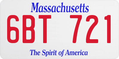 MA license plate 6BT721