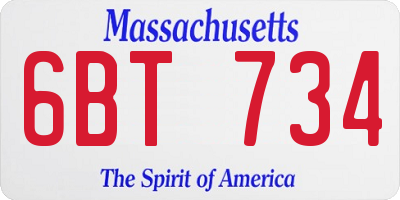 MA license plate 6BT734