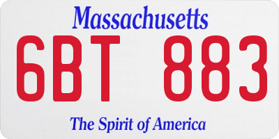 MA license plate 6BT883