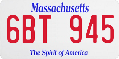 MA license plate 6BT945