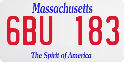 MA license plate 6BU183