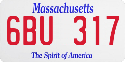 MA license plate 6BU317