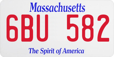 MA license plate 6BU582