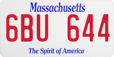 MA license plate 6BU644