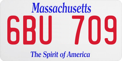 MA license plate 6BU709