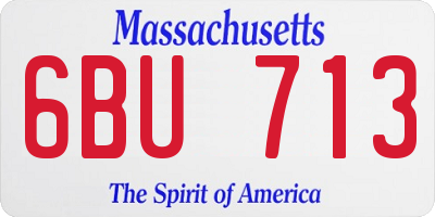 MA license plate 6BU713