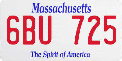 MA license plate 6BU725