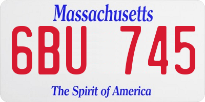 MA license plate 6BU745