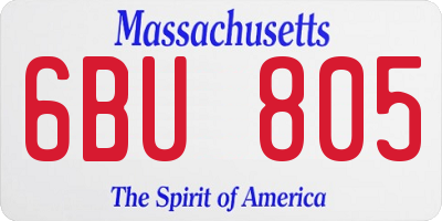 MA license plate 6BU805