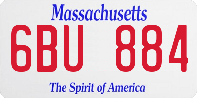 MA license plate 6BU884