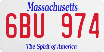 MA license plate 6BU974