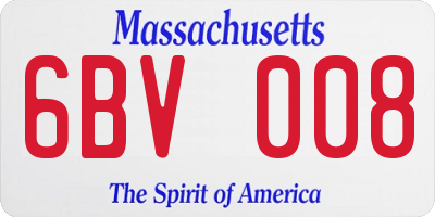 MA license plate 6BV008