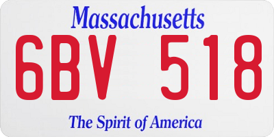 MA license plate 6BV518