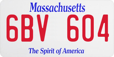 MA license plate 6BV604