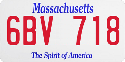 MA license plate 6BV718