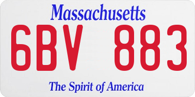 MA license plate 6BV883