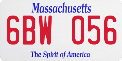 MA license plate 6BW056