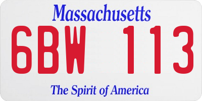 MA license plate 6BW113