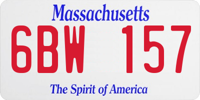 MA license plate 6BW157