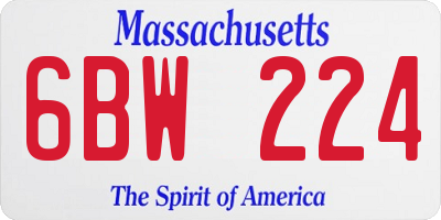 MA license plate 6BW224