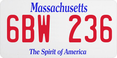 MA license plate 6BW236