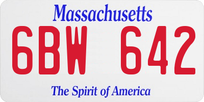 MA license plate 6BW642