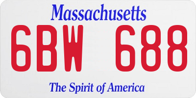 MA license plate 6BW688