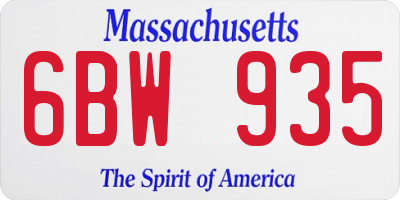 MA license plate 6BW935