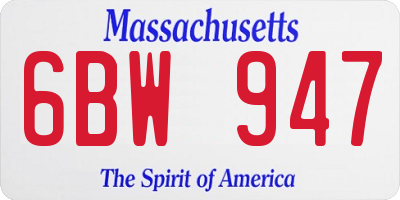 MA license plate 6BW947