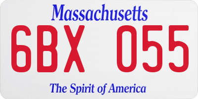 MA license plate 6BX055