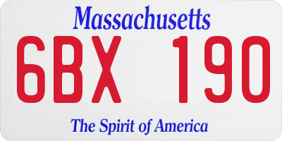 MA license plate 6BX190