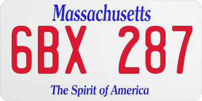 MA license plate 6BX287