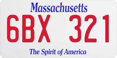 MA license plate 6BX321