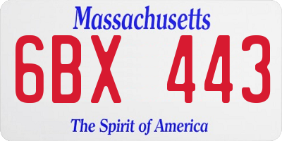 MA license plate 6BX443