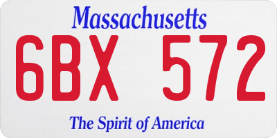 MA license plate 6BX572
