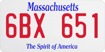 MA license plate 6BX651
