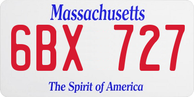 MA license plate 6BX727