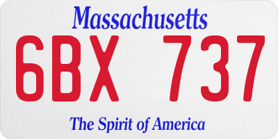 MA license plate 6BX737