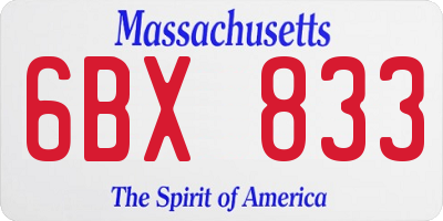 MA license plate 6BX833