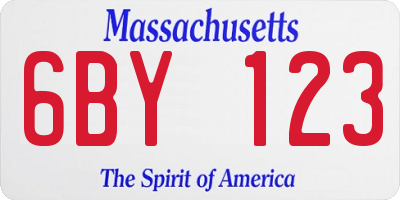 MA license plate 6BY123