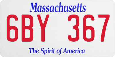 MA license plate 6BY367
