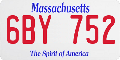 MA license plate 6BY752