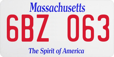 MA license plate 6BZ063