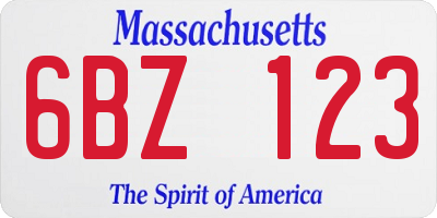 MA license plate 6BZ123