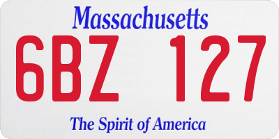 MA license plate 6BZ127