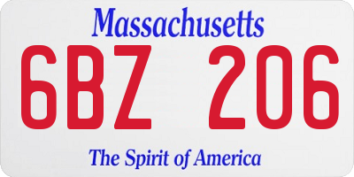 MA license plate 6BZ206