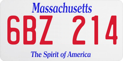 MA license plate 6BZ214