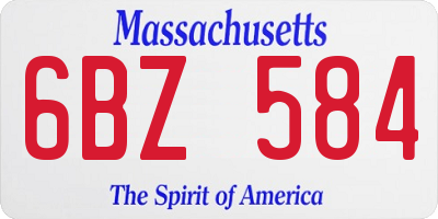 MA license plate 6BZ584